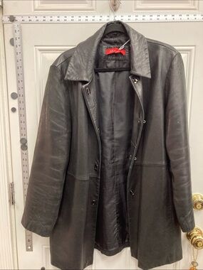 Black, Leather, Trench, Coat, Classic, Casual, Everyday, Travel, School